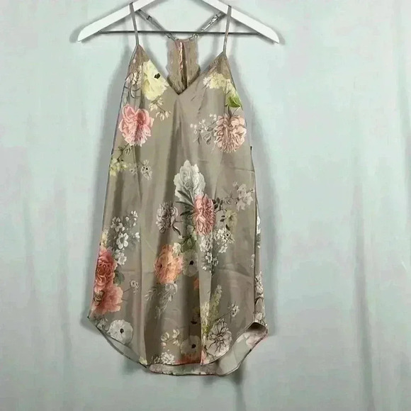 Wantable Arisa Women’s Chemise XS Taupe Floral Racerback Adjustable Straps NWT - Picture 1 of 10